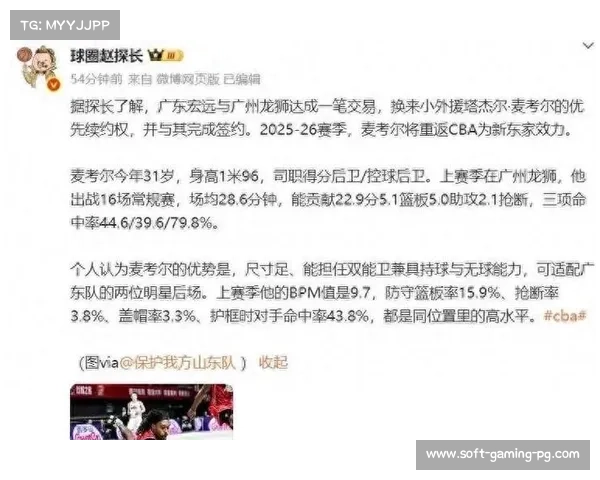 深圳队外援麦考尔加盟强化后卫线提升战力冲击CBA冠军 深圳队外援麦考尔加盟强化后卫线提升战力冲击CBA冠军